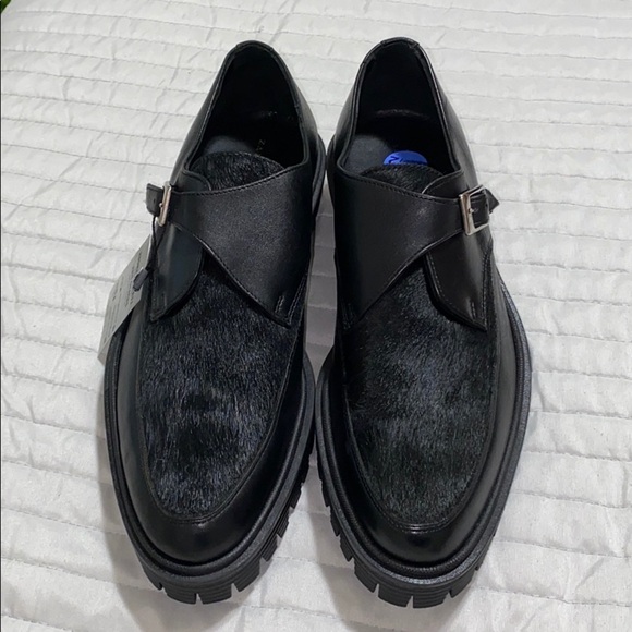 NWT ZARA leather black does w/pony hair size 7.5 - Picture 5 of 9